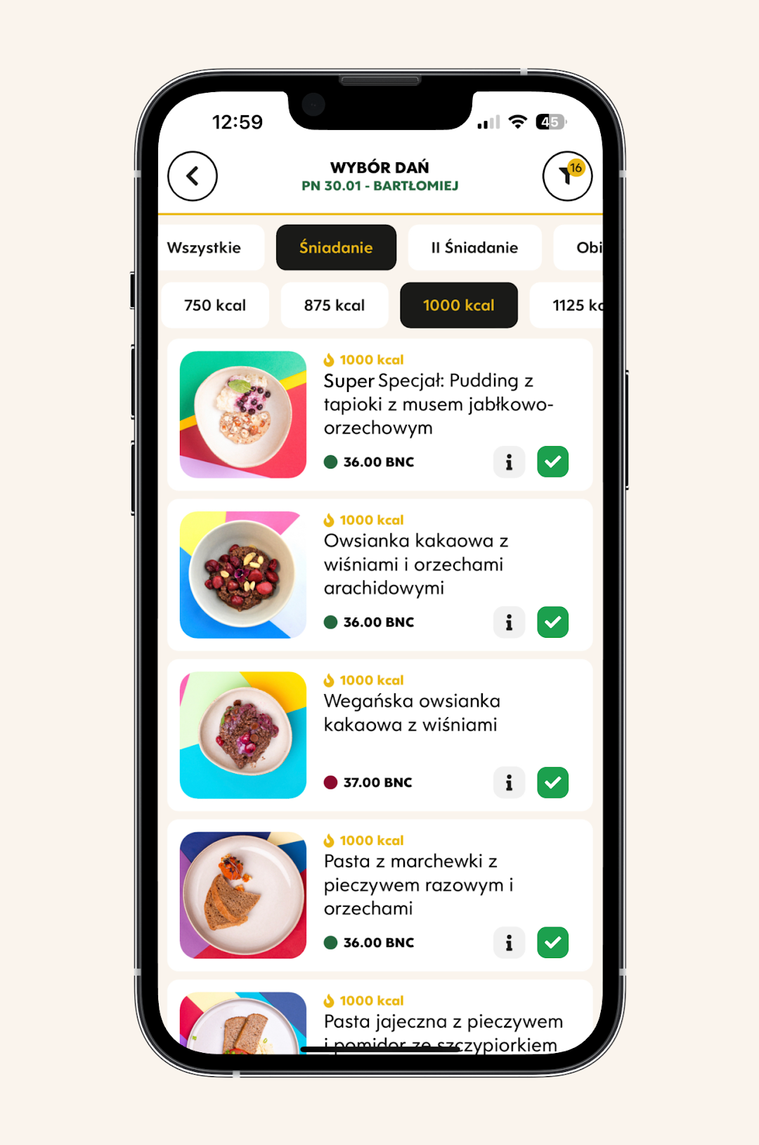 Flambia Food app: the daily menu with dish ratings